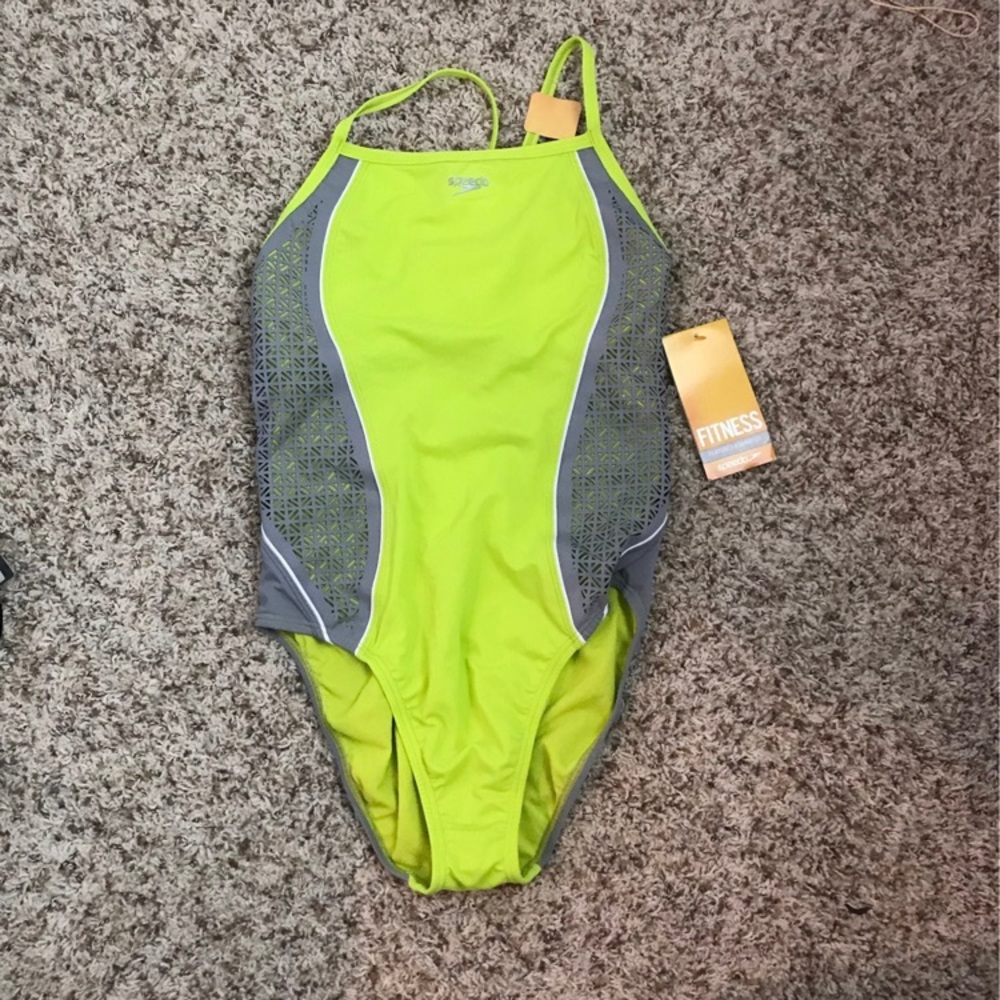 yellow and grey speedo swimsuit one piece